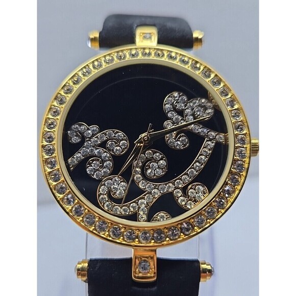 Womens Adrienne Couture Collection Gold Tone Crystal Dial Watch New Battery main image 12